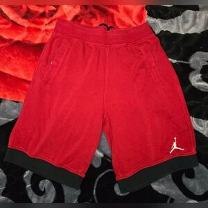 Jordan Jumpman Flight Red & Black Fleece Shorts Mens Large Pockets (Small Hole)